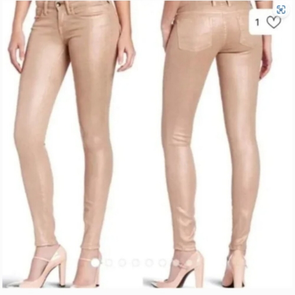 Lucky Brand Denim - Lucky Brand Women's 8 / 29 Sofia Skinny Ankle Gold Glitter shimmer Jeans Pants